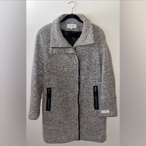 Calvin Klein Wool Pea Coat, Gray, Size XL